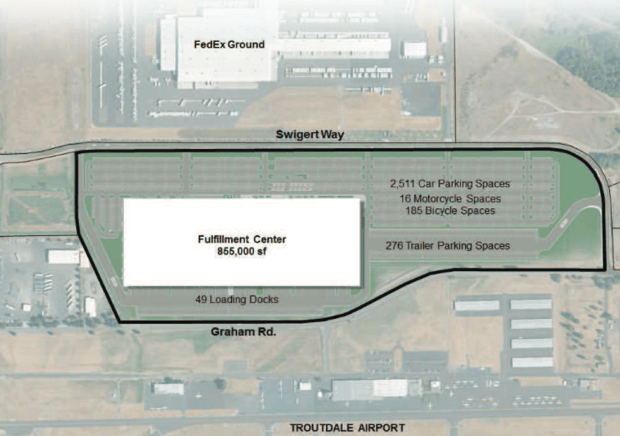 The Amazon Fulfillment Center in Troutdale. Courtesy of the Oregonian.