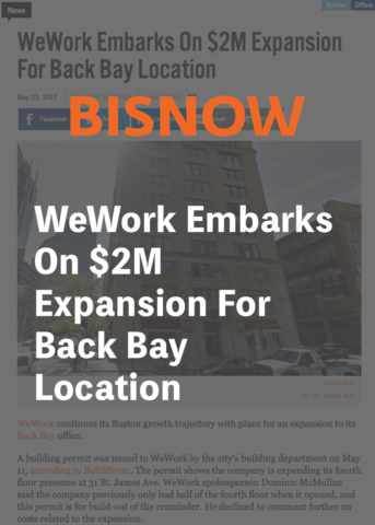 Bisnow WeWork Expansion Back Bay