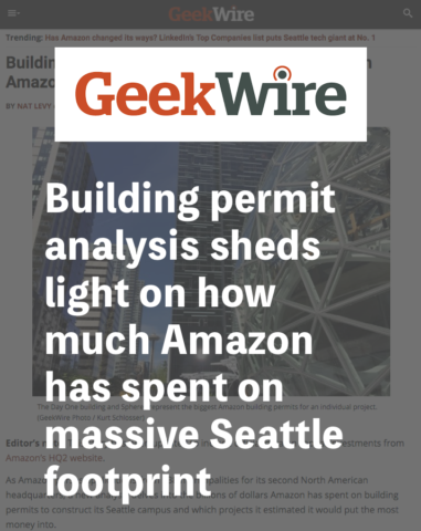 Geek Wire Building permit analysis sheds light on how much Amazon has spent on massive Seattle footprint