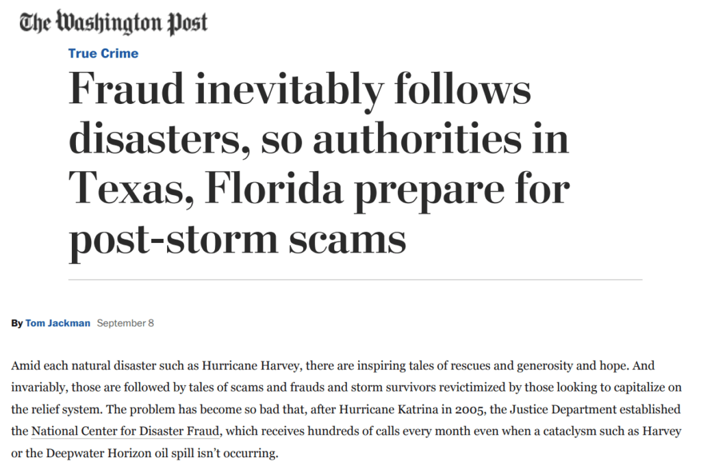 Washington Post Disaster Fraud