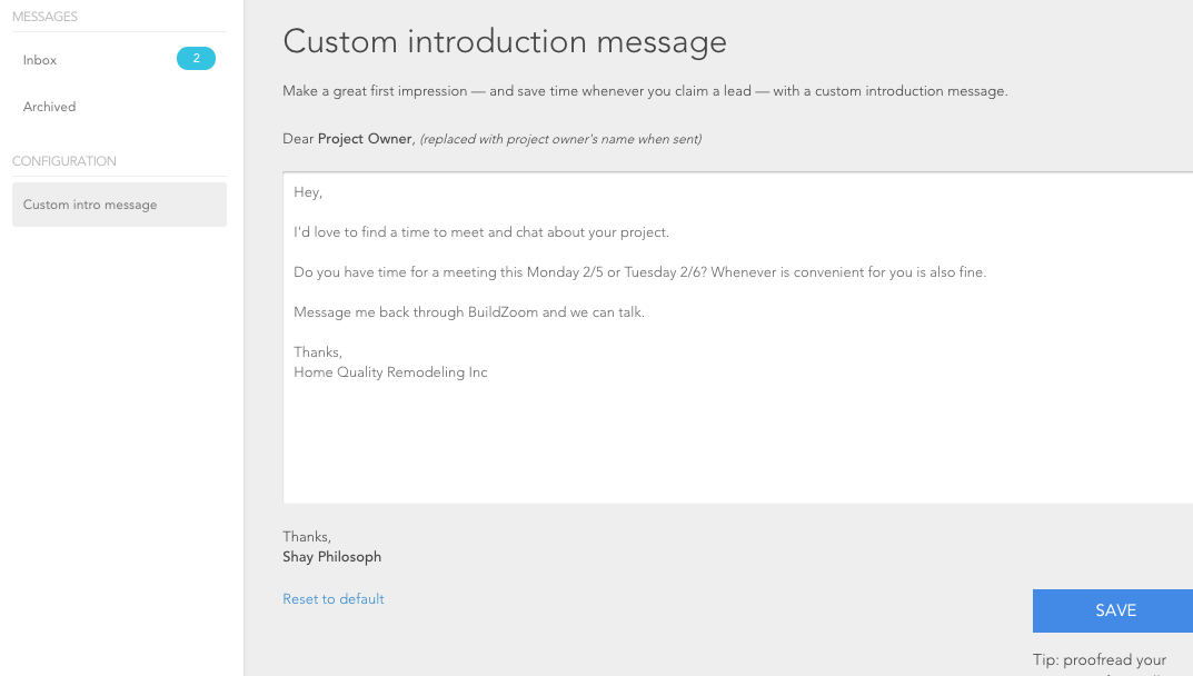 CO Onboarding Custom Messages